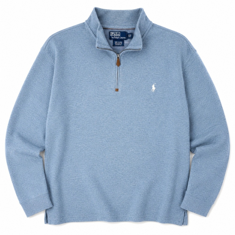 Polo Ralph Lauren 2XB Big Blue Quarter Zip Pullover Sweater Pony Mock Neck